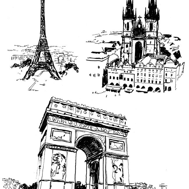 Patricia, Kelly, Kelly Family, Lesung, Lesetour, Der Klang meines Lebens, Akustiksongs, Konzert, Tour, Buch, Illustration, Vintage, 60er, Tusche, Europa, Städte, Wahrzeichen, Bus, Hippies, USA, Spanien