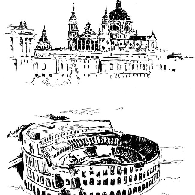 Patricia, Kelly, Kelly Family, Lesung, Lesetour, Der Klang meines Lebens, Akustiksongs, Konzert, Tour, Buch, Illustration, Vintage, 60er, Tusche, Europa, Städte, Wahrzeichen, Bus, Hippies, USA, Spanien