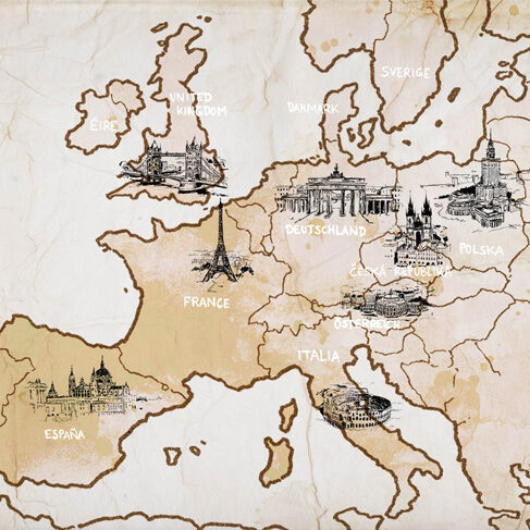 Patricia, Kelly, Kelly Family, Lesung, Lesetour, Der Klang meines Lebens, Akustiksongs, Konzert, Tour, Buch, Illustration, Vintage, 60er, Tusche, Europa, Städte, Wahrzeichen, Bus, Hippies, USA, Spanien