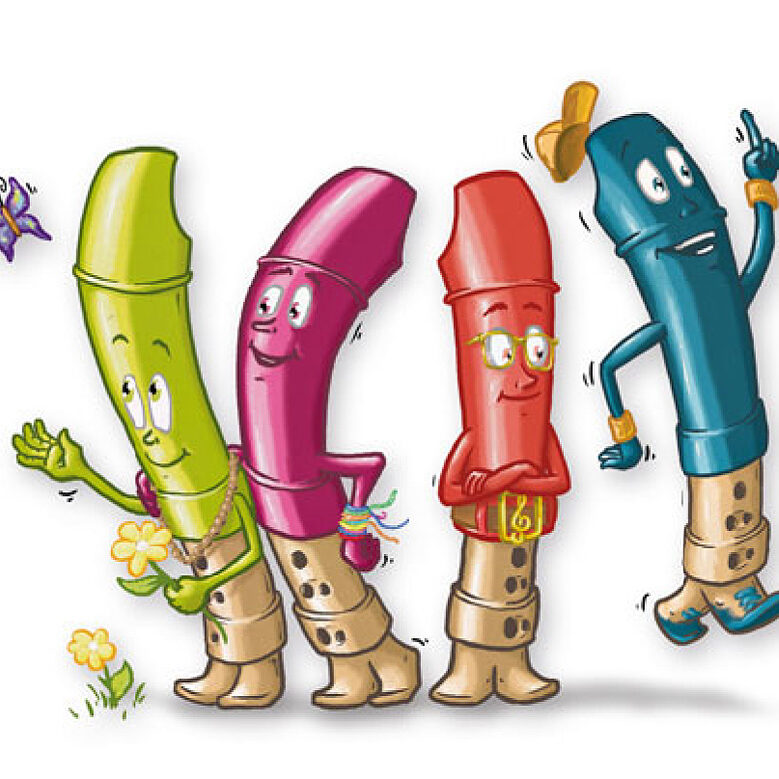fipples, flöten, blockflöten, kinder, sympathiefigur, illustration, design, grafik, kunst, maskottchen, figur, mollenhauer, windkanal, spiel, zeichnung, fulda, blasinstrument, musik, instrument, ingmar süß, suess.artwork, illustrator
